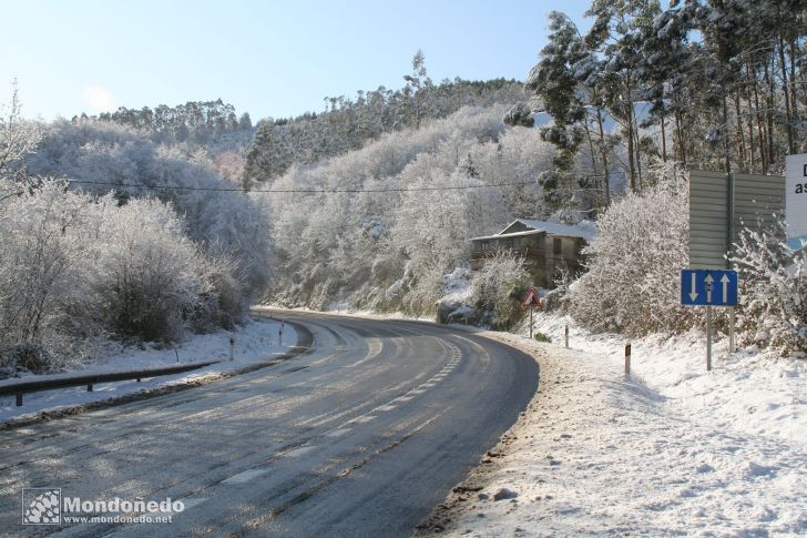 Nieve en Mondoñedo
La N-634 a su paso por Mondoñedo
